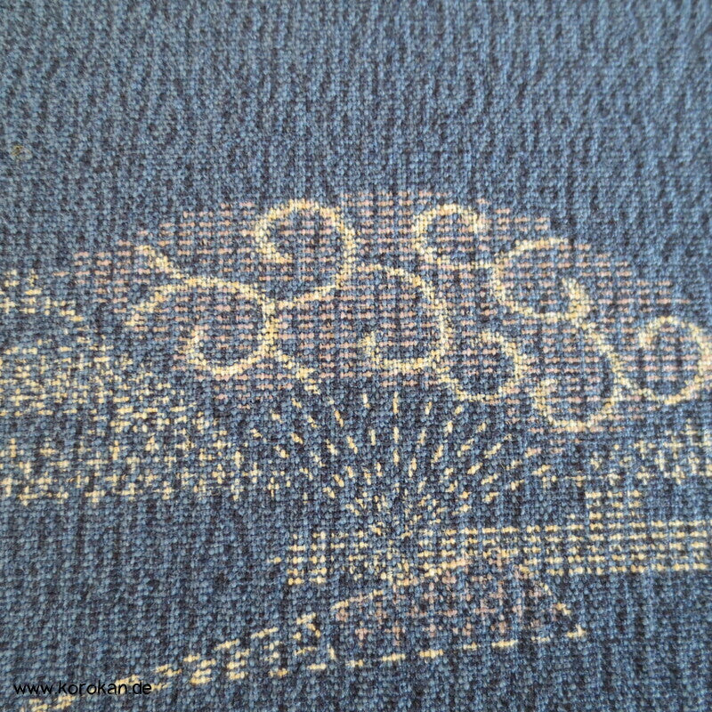 Fächer auf indigoblau Kimono Wollkrepp