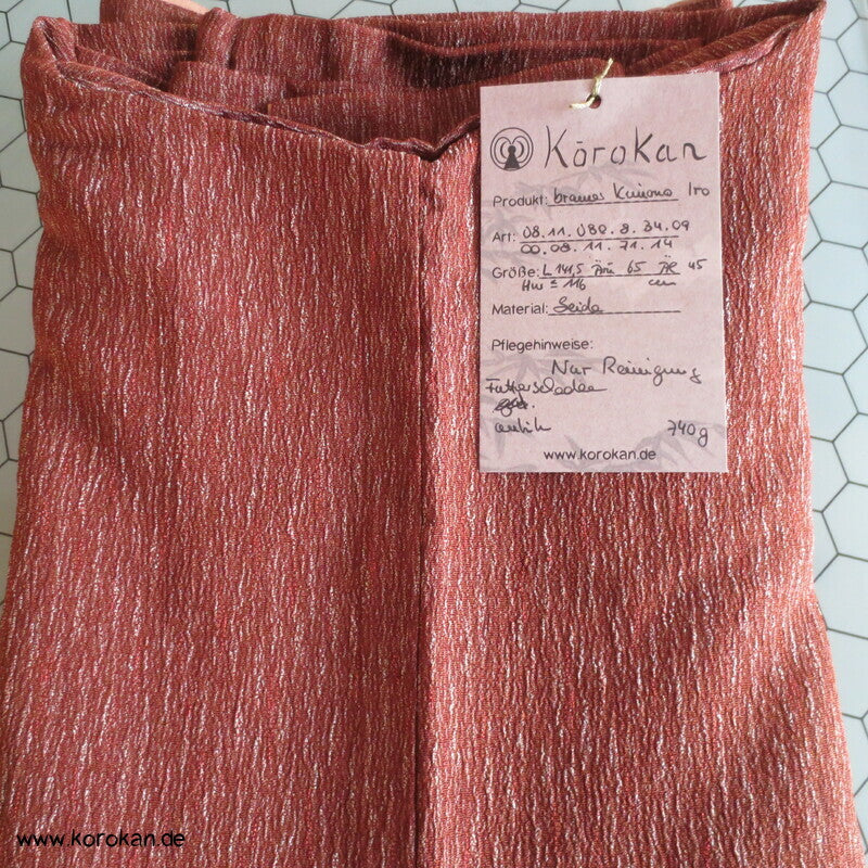 braun - roter Borkenkrepp Iromuji Kimono, antik