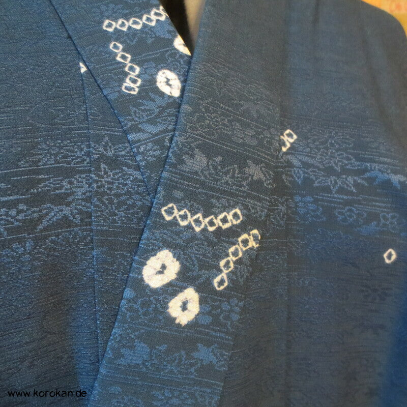 Dochugi Kimono Jacke petrol mit Shibori Elementen auf Damast