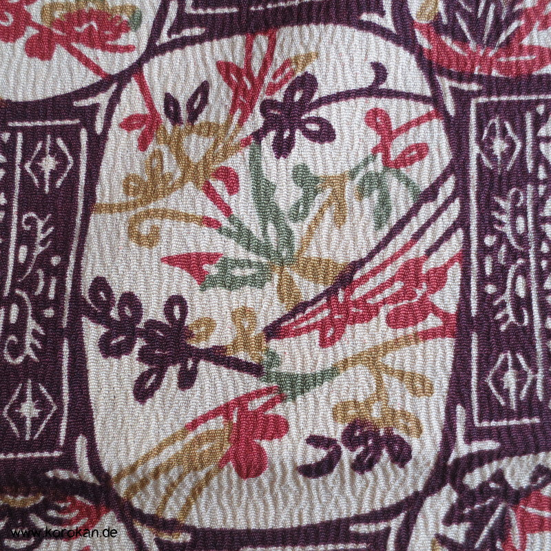 Häuser und Tempel Vignetten Druck Kimono Wollcrepe