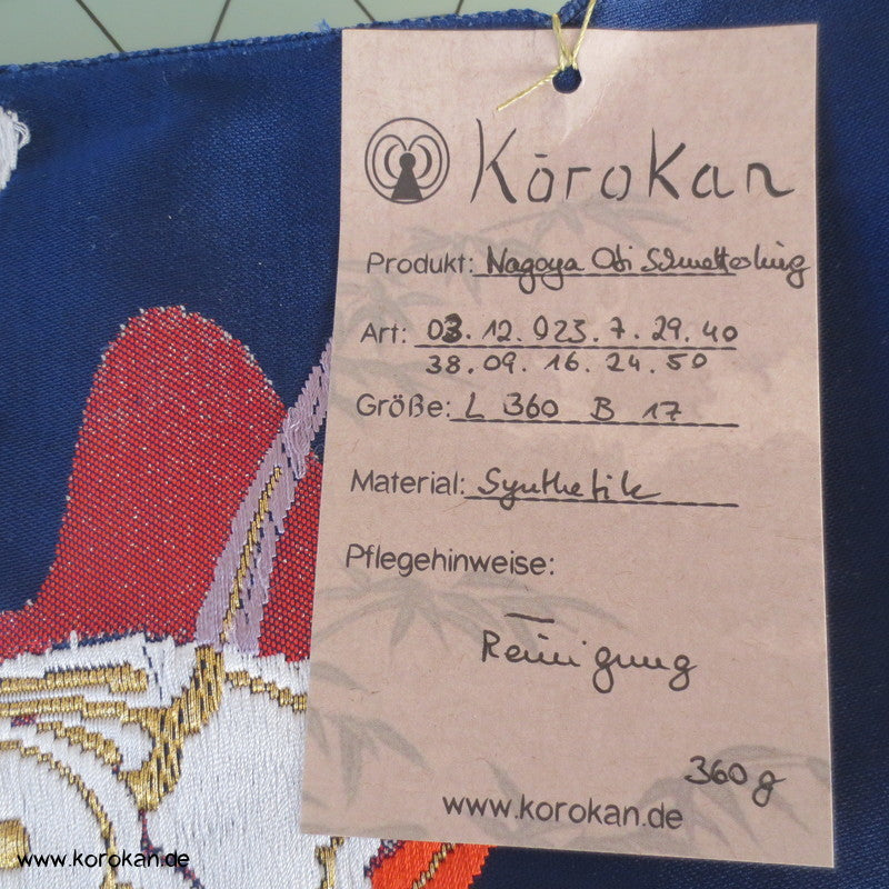 Schmetterlinge auf blau - Nagoya Brokat Obi - Synthetik
