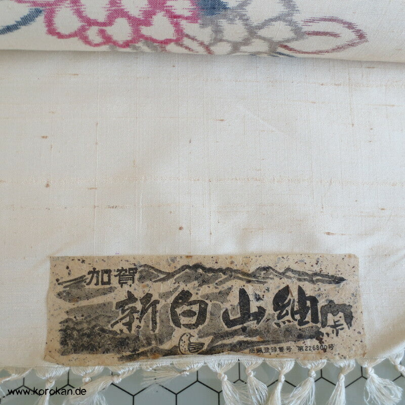 Chrysanthemen Kasuri helle Tsumugi Seide