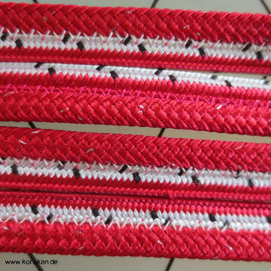 rot weiß schwarz Obijime, Seide / Lurex, genäht