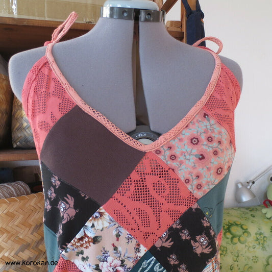 Jersey Patchwork Sommer Top diagonale Karos