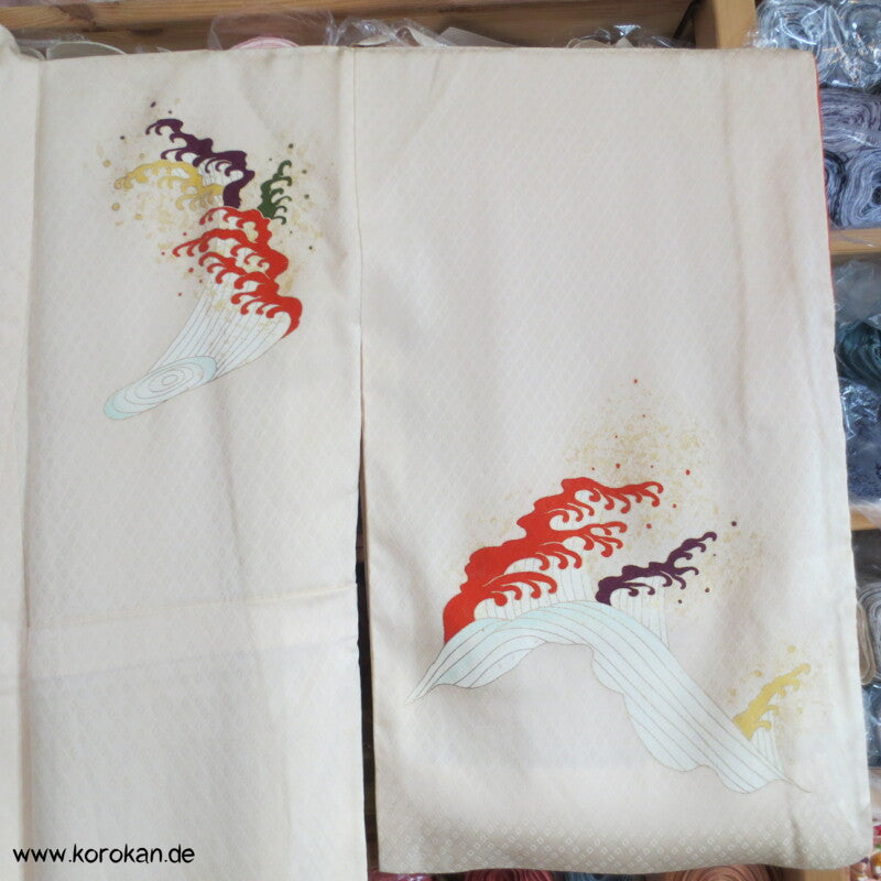 bunte brechende Wellen Seidendamast Homongi Kimono
