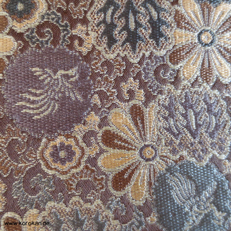 oliv / gold / schwarz Araihari Seidenbrokat Stoff für Maru Obi