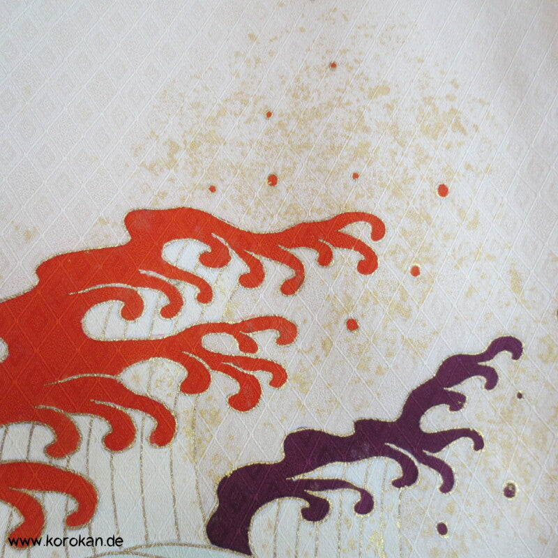 bunte brechende Wellen Seidendamast Homongi Kimono