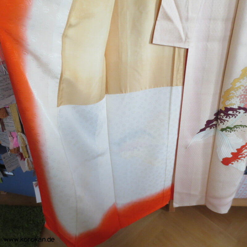bunte brechende Wellen Seidendamast Homongi Kimono