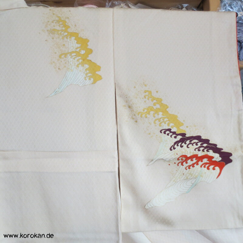bunte brechende Wellen Seidendamast Homongi Kimono