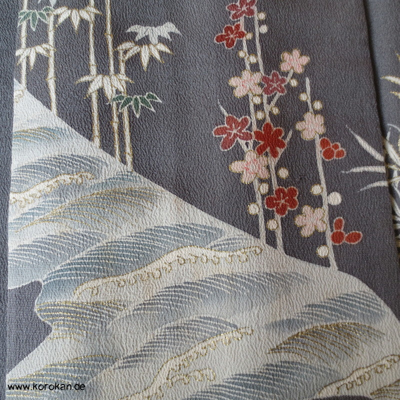 Gräser auf Grau Homongi Kimono, dezente Farbstellung