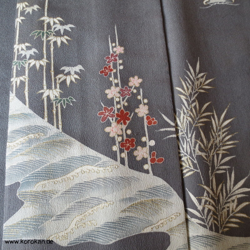 Gräser auf Grau Homongi Kimono, dezente Farbstellung