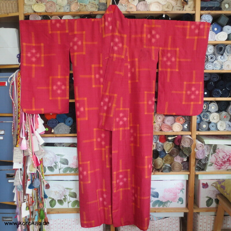 Igeta Kasuri antiker Tsumugi Kimono, nur Material