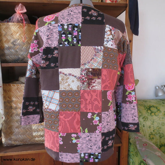 Jersey Patchwork Sommer Langarm T Shirt Karos