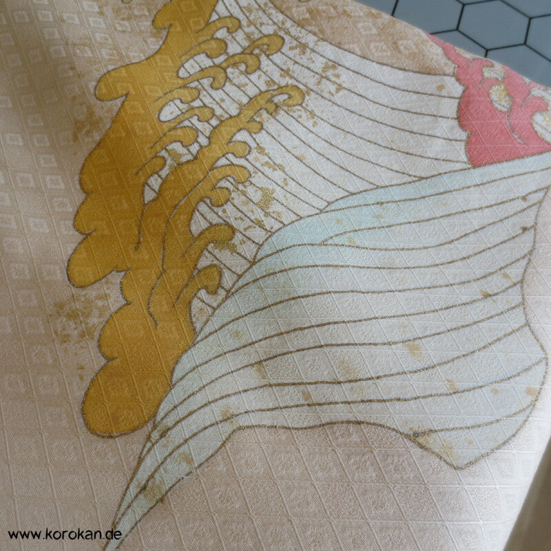 bunte brechende Wellen Seidendamast Homongi Kimono