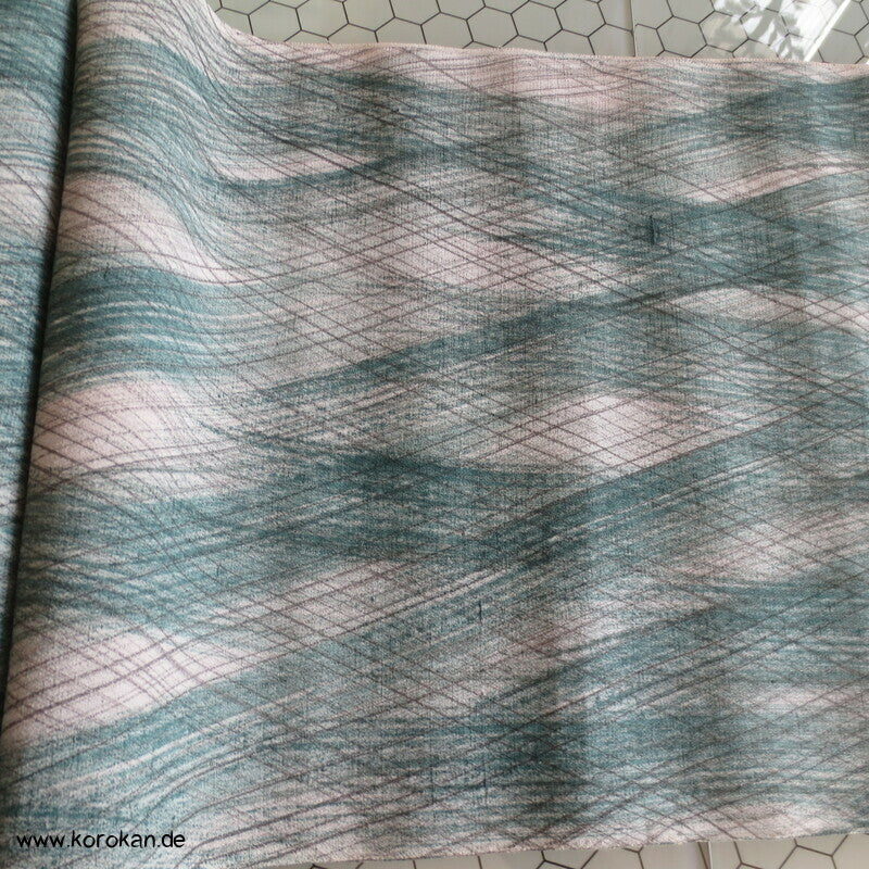 diagonalem Netzmuster Seiden Krepp Kimono Tanmono