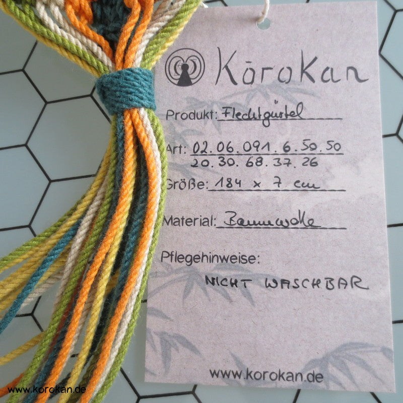 japanischer Vintage Flechtgürtel, Baumwolle, bunt