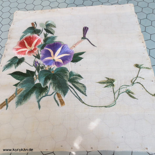 japanische antike Handarbeit Stickerei Panel