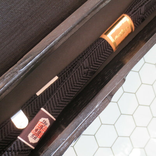 schwarze Trauer Obiage + Obijime in Geschenkbox aus Holz