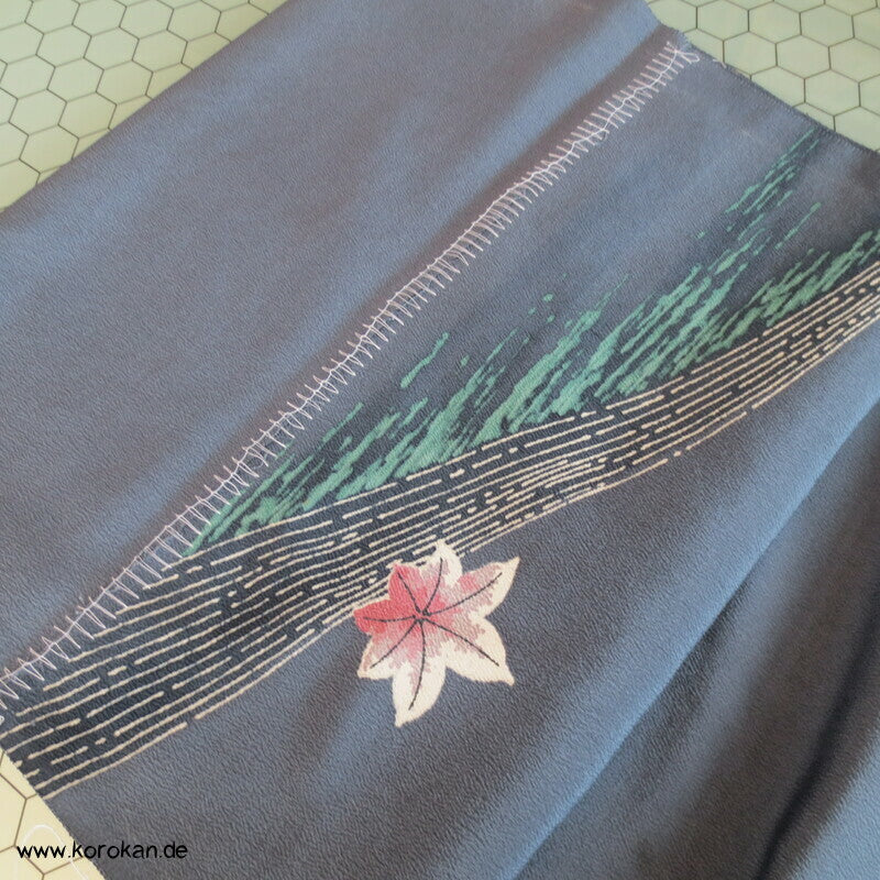 Fluss Ahornblatt Chirimen Crepe Seide, Araihari Homongi Kimono