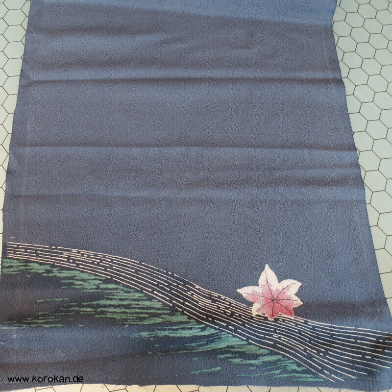 Fluss Ahornblatt Chirimen Crepe Seide, Araihari Homongi Kimono