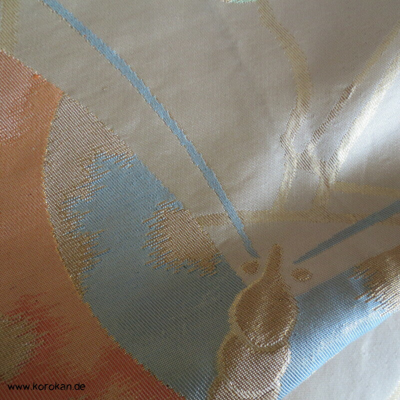 pastellige Schmetterlinge Fukuro Obi Seidenbrokat Kimonogürtel