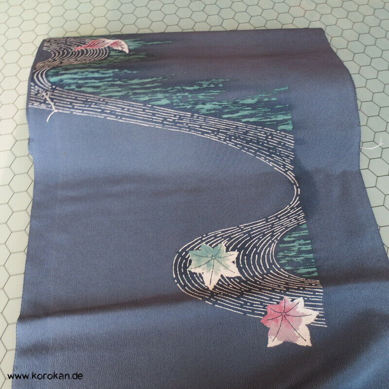 Fluss Ahornblatt Chirimen Crepe Seide, Araihari Homongi Kimono