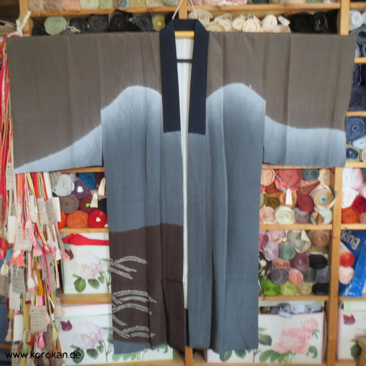 japanischer Shibori Batik Fuji San Juban Unterkimono, Seide