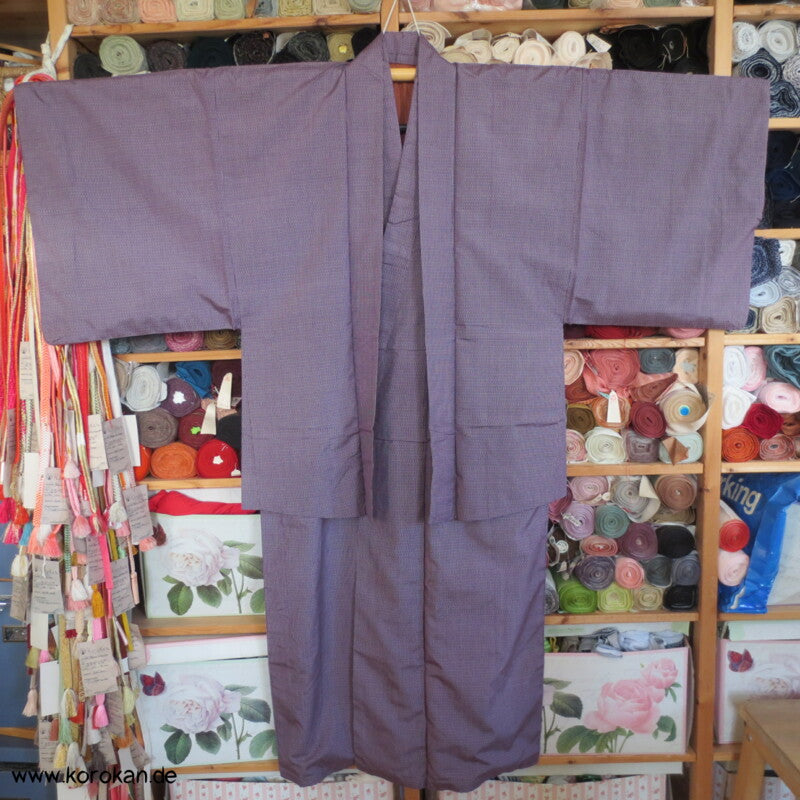 Kimono Haori Ensemble, lila Kasuri Tsumugi Seide