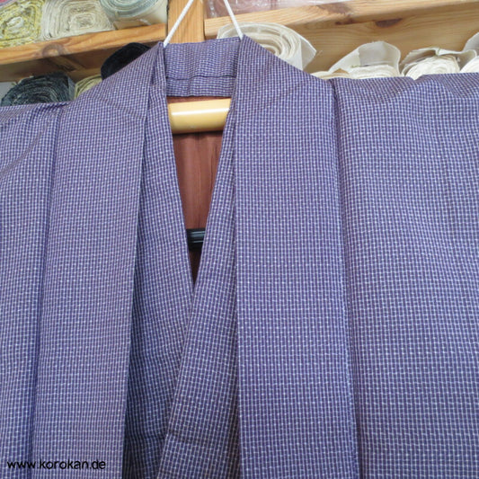 Kimono Haori Ensemble, lila Kasuri Tsumugi Seide