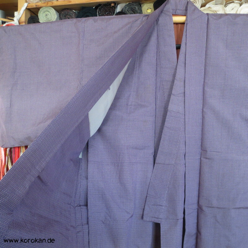 Kimono Haori Ensemble, lila Kasuri Tsumugi Seide
