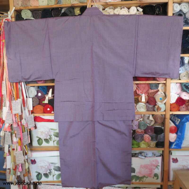 Kimono Haori Ensemble, lila Kasuri Tsumugi Seide