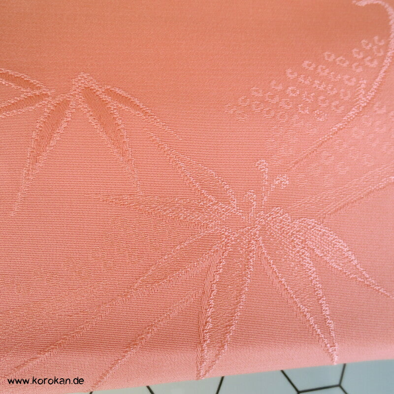 lachs / apricot Bambus Rinzu Damast Seide, Araihari Kimono