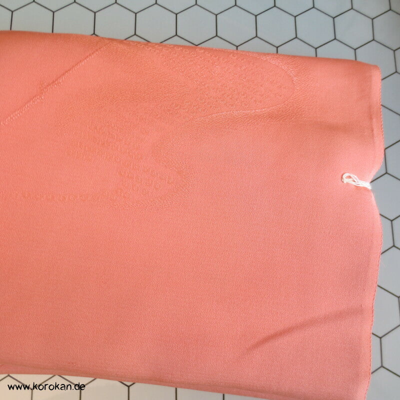 lachs / apricot Bambus Rinzu Damast Seide, Araihari Kimono