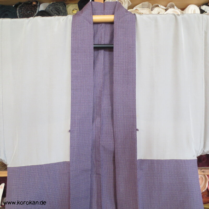 Kimono Haori Ensemble, lila Kasuri Tsumugi Seide
