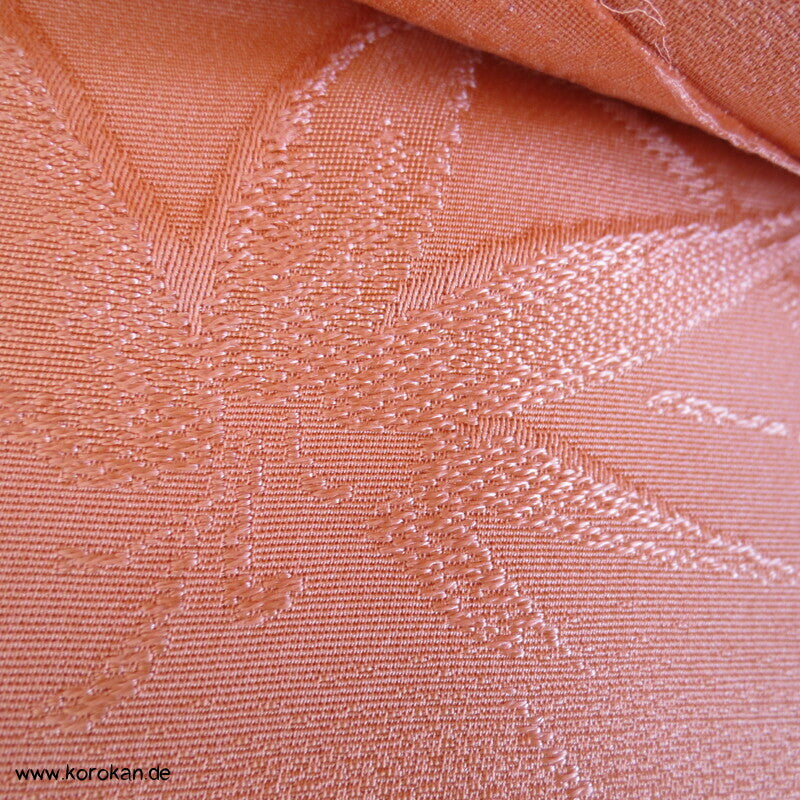 lachs / apricot Bambus Rinzu Damast Seide, Araihari Kimono