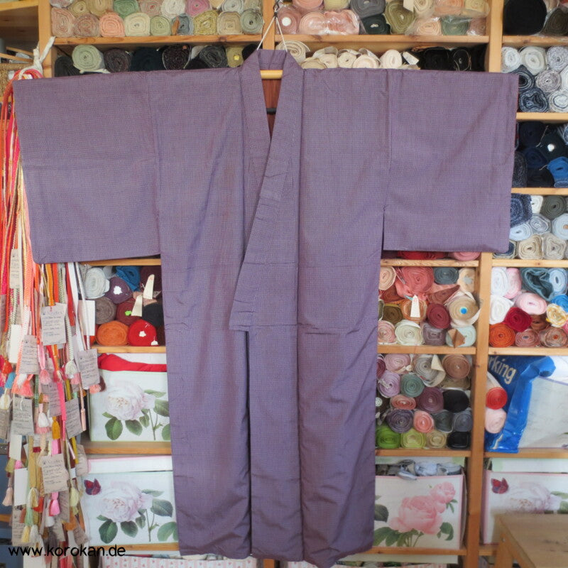 Kimono Haori Ensemble, lila Kasuri Tsumugi Seide