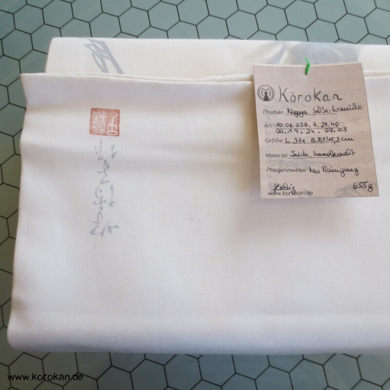 Nagoya Obi Kimono Gürtel Seidenrips handgemalte Silberkraniche