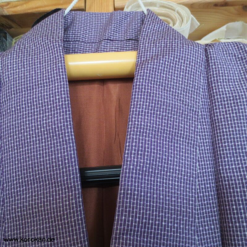 Kimono Haori Ensemble, lila Kasuri Tsumugi Seide