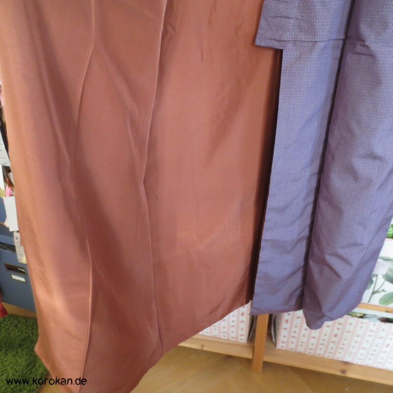 Kimono Haori Ensemble, lila Kasuri Tsumugi Seide