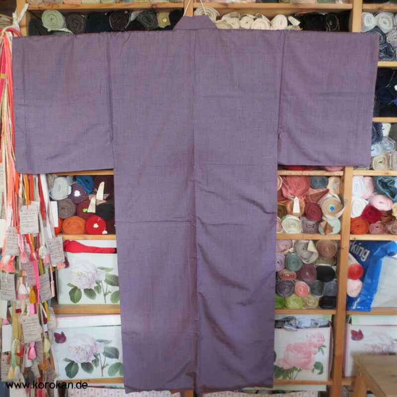 Kimono Haori Ensemble, lila Kasuri Tsumugi Seide