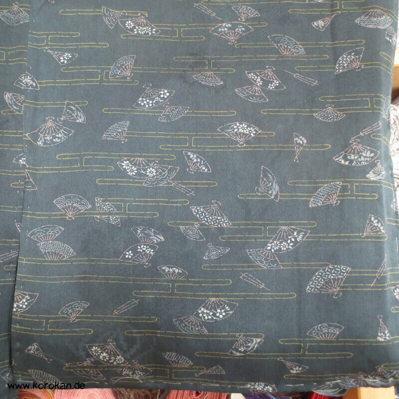 Fächer und Nebel auf petrol Haori Kimono Jacke