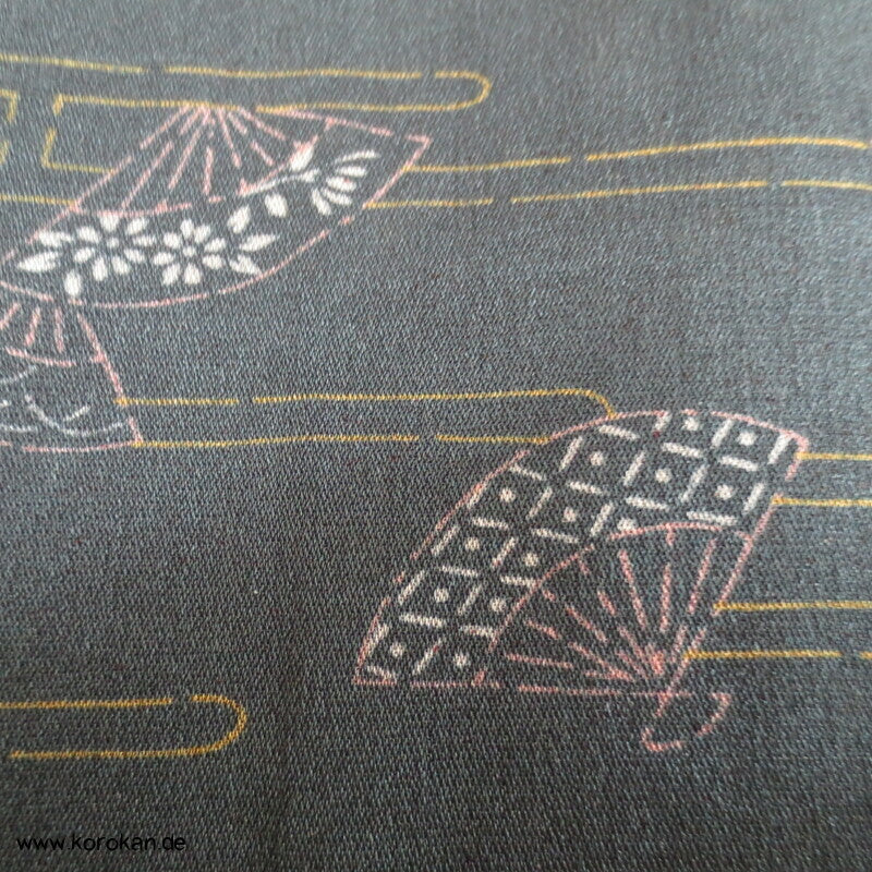 Fächer und Nebel auf petrol Haori Kimono Jacke