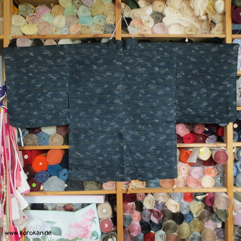 Fächer und Nebel auf petrol Haori Kimono Jacke