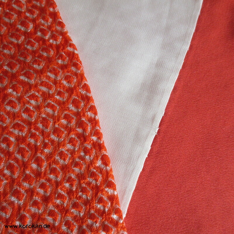 Full Shibori Furisode, Päonienstickereien, rosa auf orange