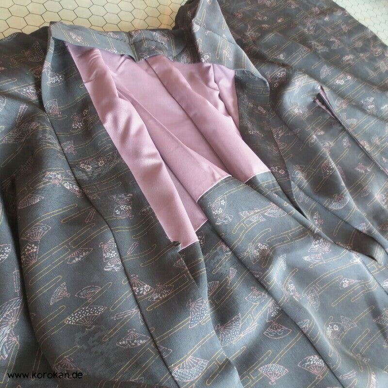 Fächer und Nebel auf petrol Haori Kimono Jacke