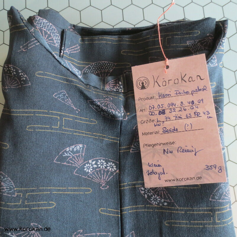 Fächer und Nebel auf petrol Haori Kimono Jacke