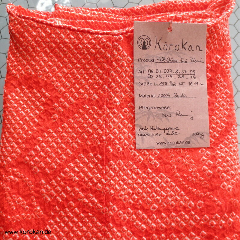 Full Shibori Furisode, Päonienstickereien, rosa auf orange