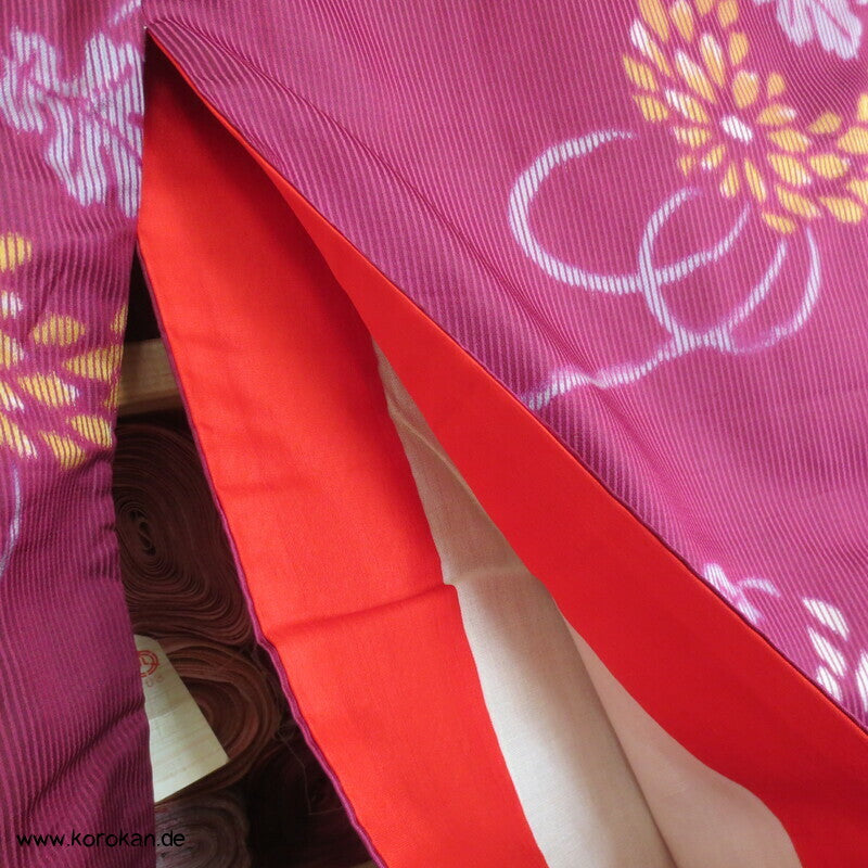 Kiku Kugeln Kett Meisen Seiden Satin Komon Kimono