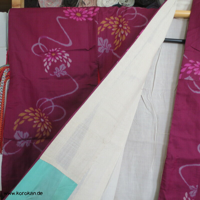 Kiku Kugeln Kett Meisen Seiden Satin Komon Kimono