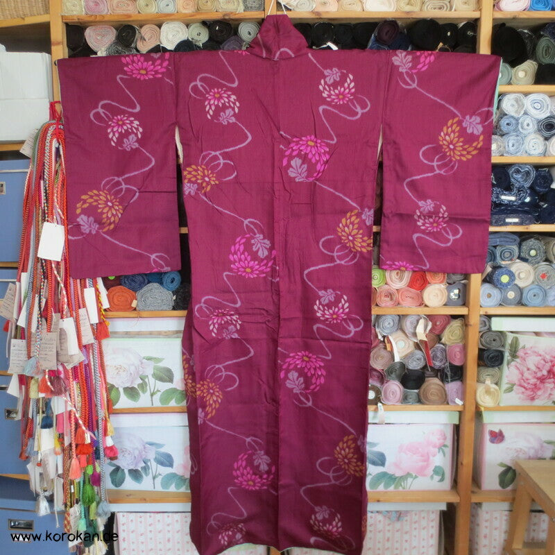 Kiku Kugeln Kett Meisen Seiden Satin Komon Kimono